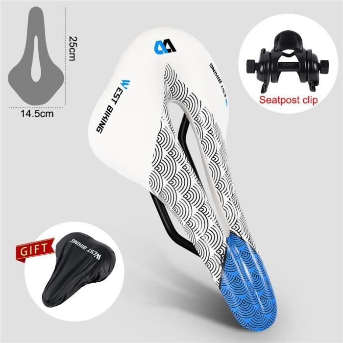 Selle De Vélo BULLSPANN Ergonomique Et Absorbante - 27x14 Cm, Imperméable, Respirante - Pour VTT, Vélo Route, Ville, électrique - 4