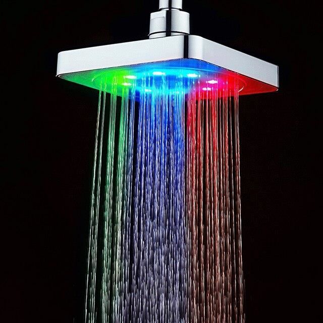 Pommeau De Douche LED 16 Pouces JunSheng Carré Noir Mat - Buses Silicone Anti-Calcaire - Effet Pluie