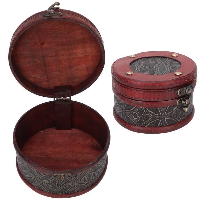 Boîte En Bois Vintage NUOBESTY - Rangement Décoratif Pour Bijoux, Bureau Et Petits Objets (12x8x8 Cm)