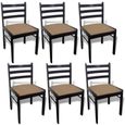 Lot de 6 chaises de salle à manger - Style contemporain Scandinave - Marron - Bois solide et velours-1