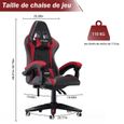 BIGZZIA Fauteuil Gamer - Chaise Gaming - Siège gamer Design ergonomique - avec coussin et dossier inclinable - Noir et Rouge-1