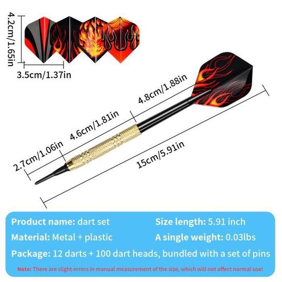 Flechette Pointe Plastique, 3 Pcs 18 Grammes Fléchettes Avec 3 Ailettes