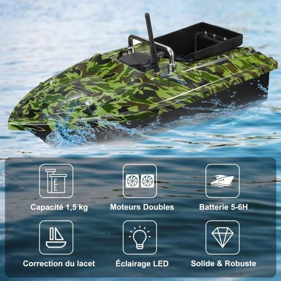 GPS bateau à appâts de pêche 500m avec Télécommande Double