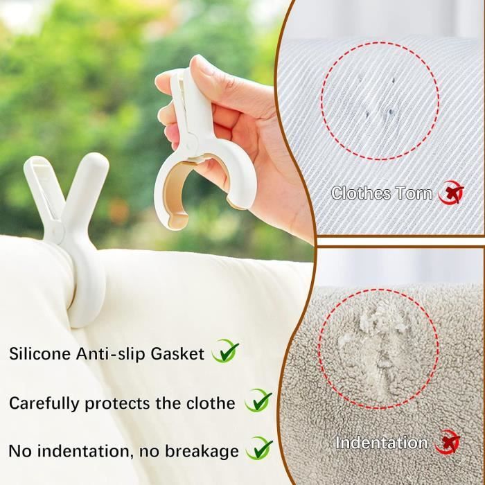 Newaner Pinces à Linge Géantes 16 Pièces - Clips Serviette Plage Et Brise-Vent, Pinces Plastiques Robustes Pour Couettes Et Vêtements