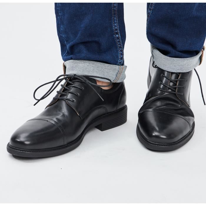 Derbies lacees homme noir LA HALLE 0008487 Pointure 45 Cuir Noir Cdiscount Chaussures