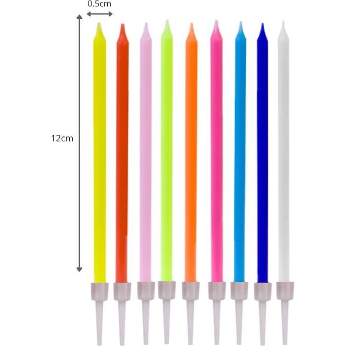 16 Bougies Anniversaire Longues Rouge - 12cm X 0.5cm, Combustion Lente, Idéal Gâteau Fête