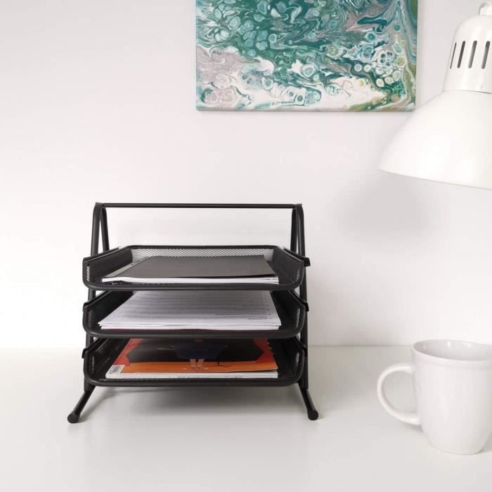 Range-revues A4 4 Cases Vertical - Organisateur De Bureau Et Maison En Plastique Robuste - Noir