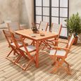 Salon de jardin en bois extensible - Almeria - Table 120/180cm avec rallonge. 2 fauteuils et 4 chaises. en bois d'Eucalyptus  huilé-2