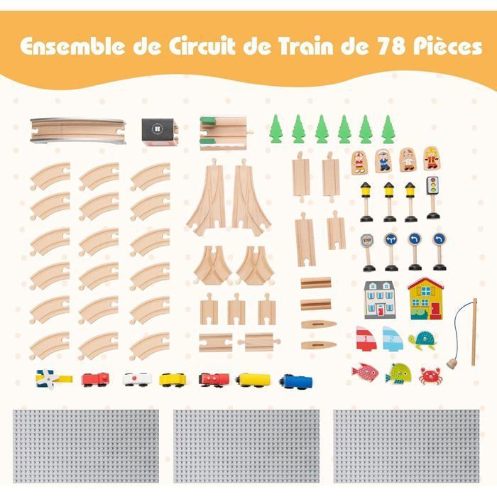 TOP BRIGHT Ensemble de course de voitures pour tout-petits, ensemble de jeu de piste de course avec 4 voitures en bois, 1 garage de stationnement et 4