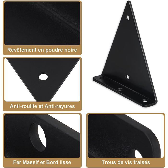 Supports D'étagères Flottantes Triangulaires En Bois - Lot De 1 - Style Rustique Moderne - Pour étagères Murales Décoratives (18x18x3 Cm)