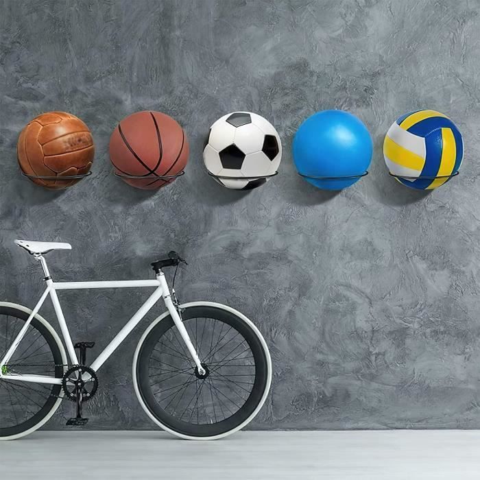 Lot de 6 supports de balle muraux de basket-ball : support de balle en  métal noir support mural pour ballon de football de rugby - Cdiscount Sport