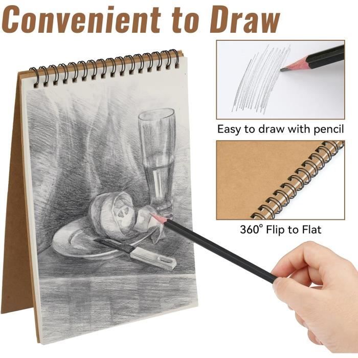 Lot De 3 Carnets De Croquis A5, 30 Feuilles/60 Pages, Papier