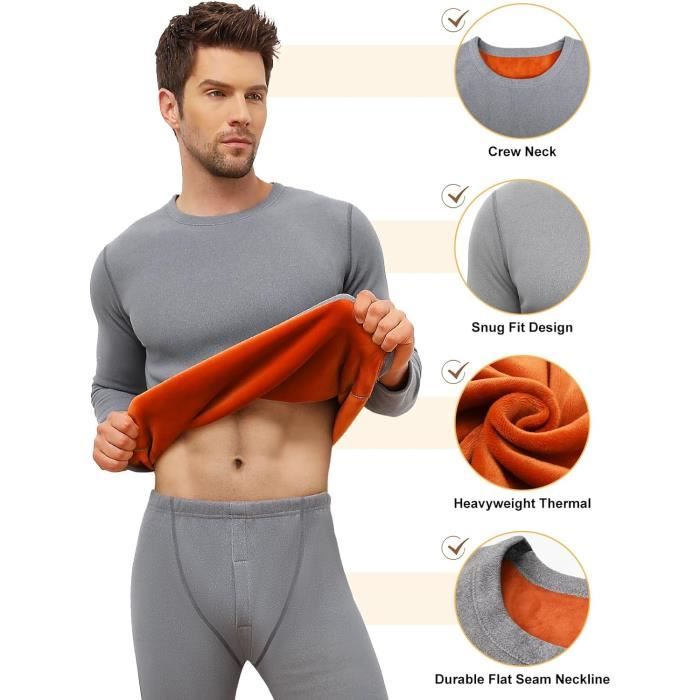 INNERSY sous-Vêtements Thermiques Homme Ensembles de sous Pull