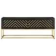 |2095Table basse Design Chic Table de Salon Style Moderne Table d’appoint Haut de gamme Noir et doré 90x50x35 cm Bois solide de man-3