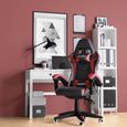BIGZZIA Fauteuil Gamer - Chaise Gaming - Siège gamer Design ergonomique - avec coussin et dossier inclinable - Noir et Rouge-3