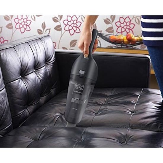 7,5 Airwatts Autonomie : 8 min 7,2 V BLACK+DECKER NVB215W-QW Aspirateur /à main sans fil Capacit/é du bol : 370 ml Chargeur par prise Jack
