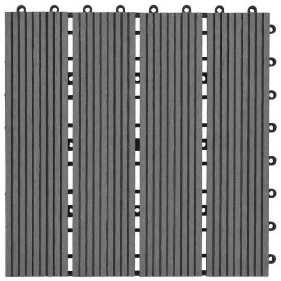 11 Pieces Wpc Carrelage De 30x30 Cm Gris Pour Terrasse Balcon