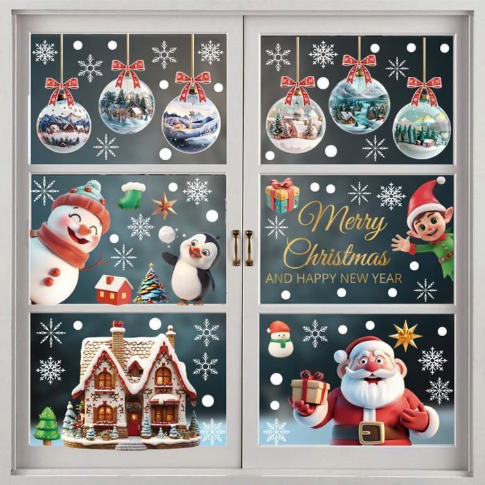 3 Autocollants Fenêtre Flocons De Neige électrostatiques - PVC Réutilisable, Décoration Noël Sans Trace, Pour Vitres Et Miroirs