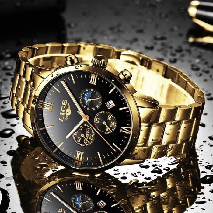 Montre Homme Classique Marron à Quartz - Cadran Chiffres Romains, Bracelet Cuir PU, Neuf Avec étiquettes