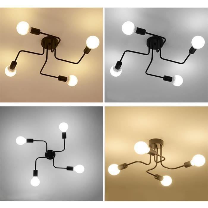 Plafonnier noir rétro plafonnier industriel 4 lumières E27 salon chambre cuisine – acheter aux petits prix dans la boutique en ligne