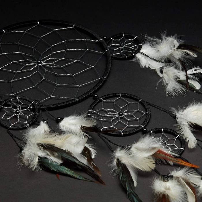 DMFSHI Atrape Rêve, Cercle Attrape Reves, Attrape-rêves Blanc Avec Fleur, Attrape-rêves Fait à La Main Avec Plume Et Perles Pour Tenture Murale Décoration De La Maison Ornement Artisanat