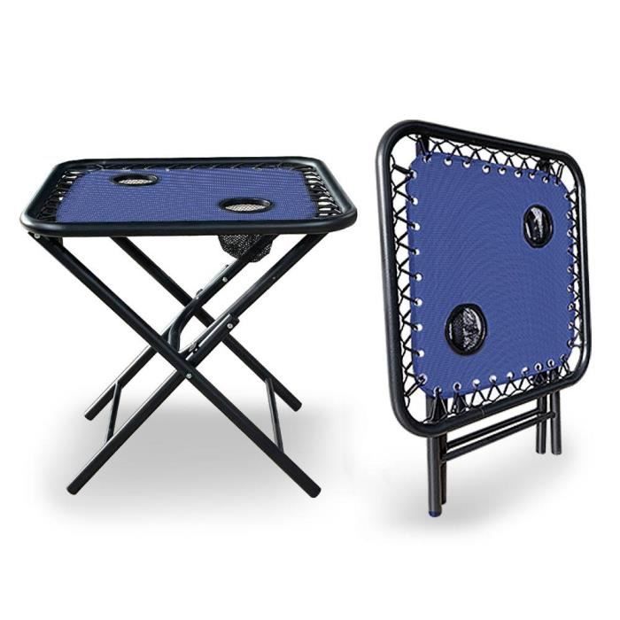 Chaise longue inclinable en textilene avec table d'appoint porte
