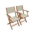 Salon de jardin en bois extensible - Almeria - Table 120/180cm avec rallonge. 2 fauteuils et 4 chaises. en bois d'Eucalyptus  huilé-4