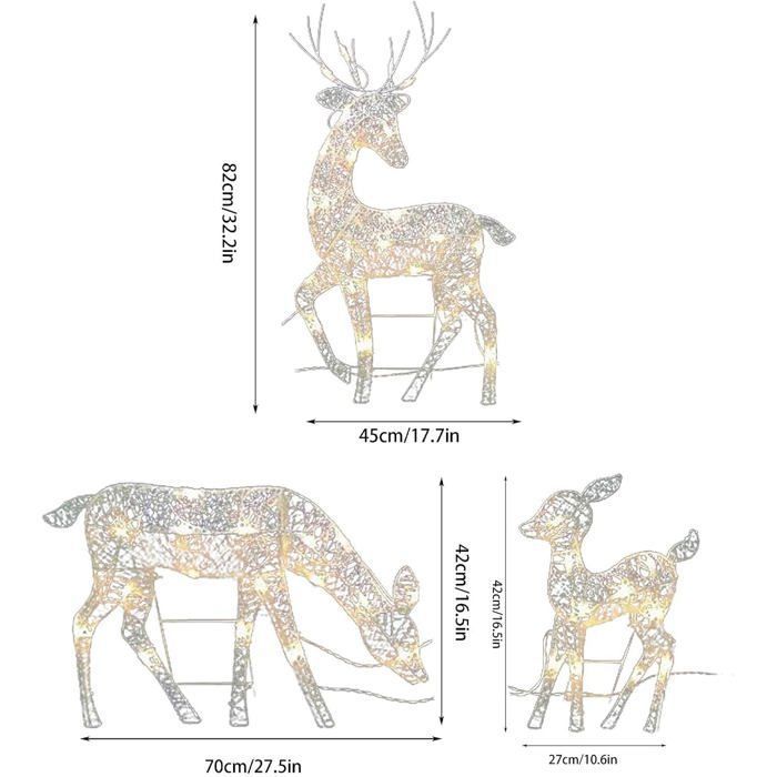 BAKAJI Renne de Noël sautant en rotin et métal lumineux pour extérieur BAKAJI Renne de Noël sautant en rotin et métal lumineux pour extérieur