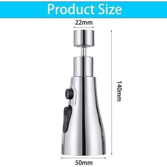 Douchette De Robinet Cuisine Extractible 360° - 3 Modes - Adaptateur Universel