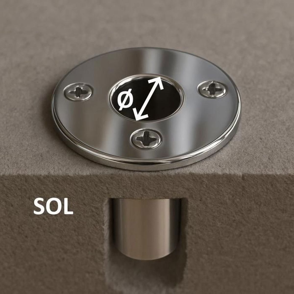 Platine (embase Encastrable) Ronde Inox A4 Pour Tube 20mm à 90° - Marque FP INOX, Neuf