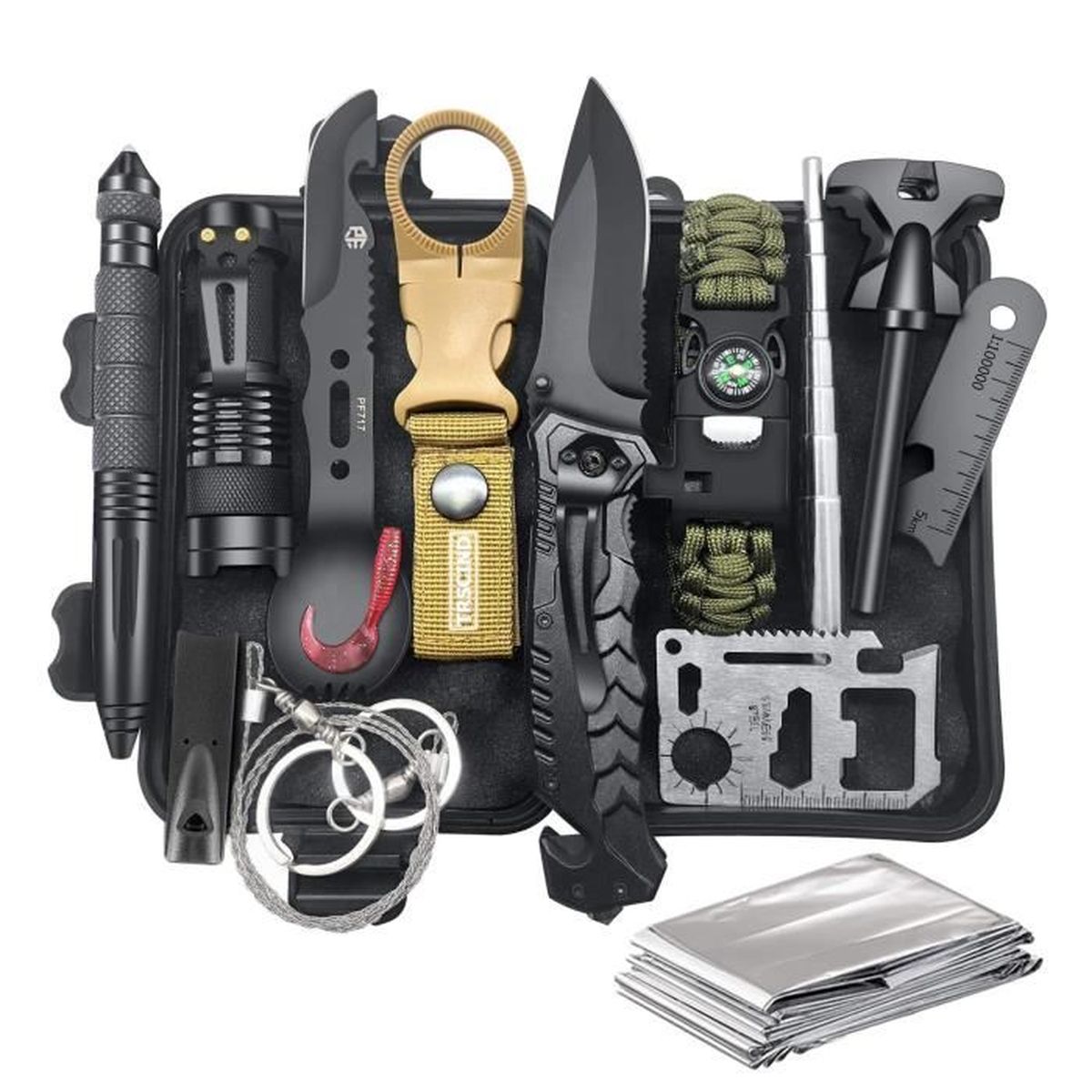 Kit De Survie Urgence 3 En 1 - Tente, Sac De Couchage, Imperméable Orange - Polyéthylène Réflecteur - Outdoor