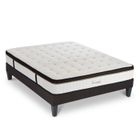 MAISON AUBERTIN Ensemble Matelas Emeraude Mousse Accueil Mémoire de Forme et sommier tissu gris - 140 x 190 cm
