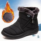 AMOUNE Bottes d'hiver pour femme Snow, Neige Doublées Chaudes Imperméables Chaussures Tige Courte, Bottines Fourrure Sans Talon Lacet