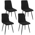 WAFTING Lot de 4 chaises de Salle à Manger rembourrées avec Dossier Haut et Design en Lin,Noir