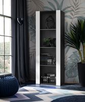 Vitrine armoire Tivoli Komodee - sans LED - Blanc Mat & Noir - Façades en Mat - L55cm x H159cm x P35cm