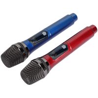 Socobeta Micro avec Manche de Fixation de Microphone Microphone Rouge-Bleu Portable 3.5 Double Canal pour Les Mariages de karaok566