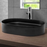 Vasque à poser céramique lavabo - ECD GERMANY - 605 x 380 x 125 mm - blanc - drain avec raccordement standard