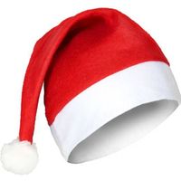 Bonnet Père Noël adulte - Accessoire de déguisement - Rouge et blanc - Pompon en imitation fourrure