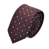 Attora - Cravate Slim homme marron chocolat à motifs bleus. Attora.
