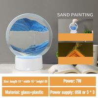 bleu - Lampe de Table Led 3D en mouvement RGB, sable mouvant, peinture artistique, sablier, affichage en mouv