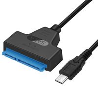 AuTech® Adaptateur USB 3.1 Type C Thunderbolt 3 Disque Dur SATA I-II-III pour SSD-HDD SATA de 2,5" 7+15 Pin, Supporte UASP SATA III