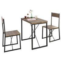 SoBuy® OGT19-N Set de 1 Table + 2 Chaises Table à Manger Table de Cuisine Ensemble Table de Balcon + 2 tabourets avec Dossier