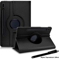 Housse Etui Noir pour Samsung Galaxy Tab S7 FE 12.4” SM-T730- T736 Coque avec Support Rotatif 360° avec stylet Toproduits®