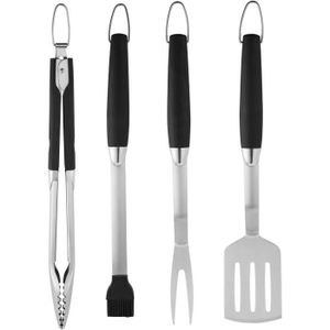 USTENSILE Ensemble de 4 accessoires de barbecue robustes avec spatule, fourchette, brosse et pince – Cadeaux pour papa Outils de A80