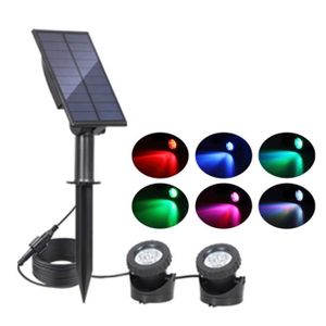 LAMPE DE JARDIN  Couleur émettrice 2 têtes - RVB Projecteur solaire de jardin variable rvb, projecteur solaire d'extérieur, lu