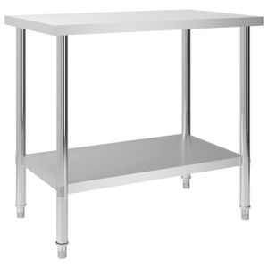 PLAN DE TRAVAIL Haute qualité]1152 Luxueux Table de travail Table de bureau de cuisine 100x60x85 cm Acier inoxydable