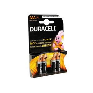PILES Duracell 4 piles alcaline LR03 AAA, Batterie Duracell AAA R3 BL2