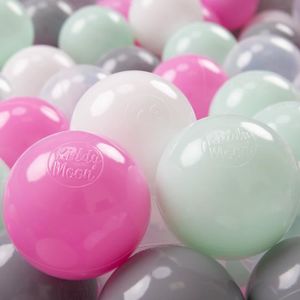 BALLES PISCINE À BALLES KiddyMoon 700 7Cm Balles Colorées Plastique Pour Piscine Enfant Bébé Fabriqué En EU, Transparent-Gris-Blanc-Rose-Menthe