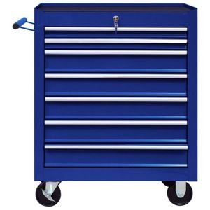 DIABLE L-10303-Pwshymi-Chariot à outils d'atelier avec 7 tiroirs Bleu
