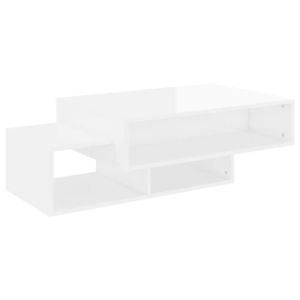 TABLE BASSE Table basse Blanc brillant 105x55x32 cm Aggloméré 